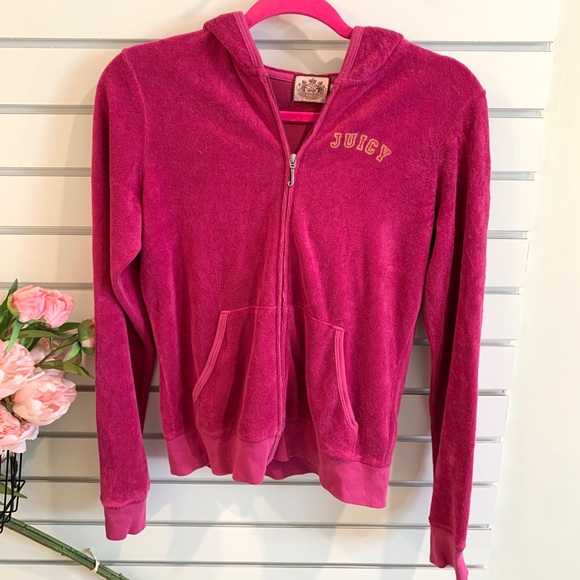 Juicy Couture terry cloth zip up raspberry color - Picture 4 of 13